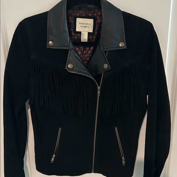 Forever 21 Black Leather Fringe Jacket - Picture 1 of 16